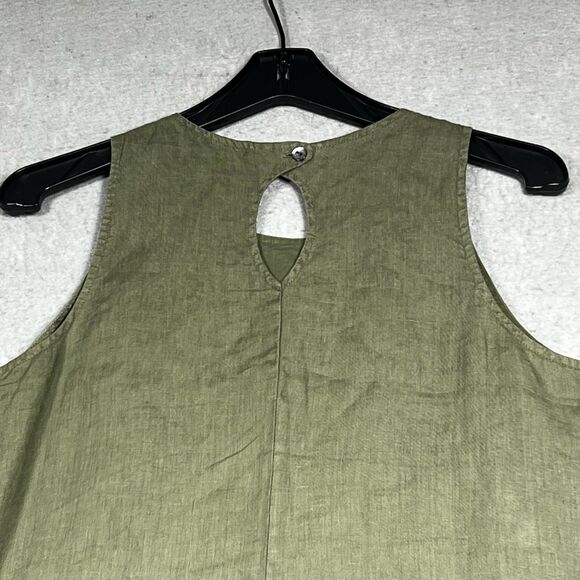 Tommy Bahama Linen Shift Dress Size Medium Green Ruffle Pockets Beach Sleeveless - Picture 9 of 14